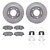 7312-03080 Drilled/Slotted Brake Rotor with 3000-Series Ceramic Brake Pads Kit & Hardware [Silver], Fits Select Kia/Hyundai/Gene - image 1