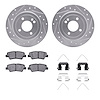 7312-03081 Drilled/Slotted Brake Rotor with 3000-Series Ceramic Brake Pads Kit & Hardware [Silver], Fits Select Kia/Hyundai/Gene - image 1