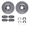7312-03083 Drilled/Slotted Brake Rotor with 3000-Series Ceramic Brake Pads Kit & Hardware [Silver], Fits Select Kia/Hyundai/Gene - image 1
