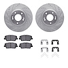 7312-03084 Drilled/Slotted Brake Rotor with 3000-Series Ceramic Brake Pads Kit & Hardware [Silver], 2010-2013 Kia/Hyundai/Genesi - image 1