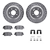 7312-03087 Drilled/Slotted Brake Rotor with 3000-Series Ceramic Brake Pads Kit & Hardware [Silver], 2010-2016 Kia/Hyundai/Genesi - image 1