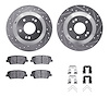 7312-03090 Drilled/Slotted Brake Rotor with 3000-Series Ceramic Brake Pads Kit & Hardware [Silver], 2010-2019 Kia/Hyundai/Genesi - image 1