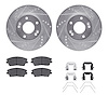 7312-03093 Drilled/Slotted Brake Rotor with 3000-Series Ceramic Brake Pads Kit & Hardware [Silver], Fits Select Kia/Hyundai/Gene - image 1