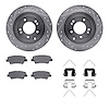 7312-03095 Drilled/Slotted Brake Rotor with 3000-Series Ceramic Brake Pads Kit & Hardware [Silver], Fits Select Kia/Hyundai/Gene - image 1