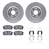 7312-03098 Drilled/Slotted Brake Rotor with 3000-Series Ceramic Brake Pads Kit & Hardware [Silver], 2016-2020 Kia/Hyundai/Genesi - image 1