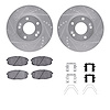 7312-03102 Drilled/Slotted Brake Rotor with 3000-Series Ceramic Brake Pads Kit & Hardware [Silver], Fits Select Kia/Hyundai/Gene - image 1