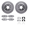 7312-03103 Drilled/Slotted Brake Rotor with 3000-Series Ceramic Brake Pads Kit & Hardware [Silver], 2018-2020 Kia/Hyundai/Genesi - image 1