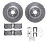 7312-03104 Drilled/Slotted Brake Rotor with 3000-Series Ceramic Brake Pads Kit & Hardware [Silver], 2018-2020 Kia/Hyundai/Genesi - image 1