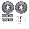 7312-03105 Drilled/Slotted Brake Rotor with 3000-Series Ceramic Brake Pads Kit & Hardware [Silver], 2018-2020 Kia/Hyundai/Genesi - image 1