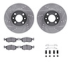 7312-07004 Drilled/Slotted Brake Rotor with 3000-Series Ceramic Brake Pads Kit & Hardware [Silver], 2012-2019 Mopar, Position: F - image 1