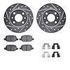 7312-07005 Drilled/Slotted Brake Rotor with 3000-Series Ceramic Brake Pads Kit & Hardware [Silver], 2009-2019 Mopar, Position: R