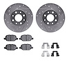 7312-07006 Drilled/Slotted Brake Rotor with 3000-Series Ceramic Brake Pads Kit & Hardware [Silver], 2013-2019 Mopar, Position: R - image 1