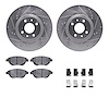 7312-07010 Drilled/Slotted Brake Rotor with 3000-Series Ceramic Brake Pads Kit & Hardware [Silver], 2012-2019 Mopar, Position: F - image 1