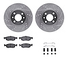 7312-07011 Drilled/Slotted Brake Rotor with 3000-Series Ceramic Brake Pads Kit & Hardware [Silver], 2015-2018 Mopar, Position: F - image 1