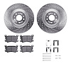 7312-10001 Drilled/Slotted Brake Rotor with 3000-Series Ceramic Brake Pads Kit & Hardware [Silver], Fits Select Kia/Hyundai/Gene - image 1