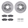 7312-11009 Drilled/Slotted Brake Rotor with 3000-Series Ceramic Brake Pads Kit & Hardware [Silver], 1999-2004 Land Rover, Positi - image 1