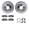 7312-11013 Drilled/Slotted Brake Rotor with 3000-Series Ceramic Brake Pads Kit & Hardware [Silver], 2005-2007 Land Rover, Positi - image 1