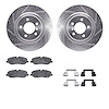7312-11014 Drilled/Slotted Brake Rotor with 3000-Series Ceramic Brake Pads Kit & Hardware [Silver], 2006-2009 Land Rover, Positi - image 1