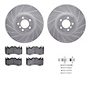 7312-11021 Drilled/Slotted Brake Rotor with 3000-Series Ceramic Brake Pads Kit & Hardware [Silver], 2010-2012 Land Rover, Positi - image 1