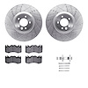 7312-11022 Drilled/Slotted Brake Rotor with 3000-Series Ceramic Brake Pads Kit & Hardware [Silver], 2010-2017 Land Rover, Positi - image 1