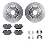 7312-11024 Drilled/Slotted Brake Rotor with 3000-Series Ceramic Brake Pads Kit & Hardware [Silver], 2010-2013 Land Rover, Positi - image 1