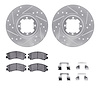 7312-13005 Drilled/Slotted Brake Rotor with 3000-Series Ceramic Brake Pads Kit & Hardware [Silver], 1985-1994 Subaru, Position:  - image 1
