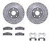 7312-13010 Drilled/Slotted Brake Rotor with 3000-Series Ceramic Brake Pads Kit & Hardware [Silver], 1992-1997 Subaru, Position:  - image 1