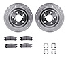 7312-13014 Drilled/Slotted Brake Rotor with 3000-Series Ceramic Brake Pads Kit & Hardware [Silver], 1990-1999 Subaru, Position:  - image 1