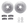 7312-13015 Drilled/Slotted Brake Rotor with 3000-Series Ceramic Brake Pads Kit & Hardware [Silver], 1992-1997 Subaru, Position:  - image 1