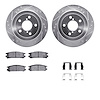 7312-13017 Drilled/Slotted Brake Rotor with 3000-Series Ceramic Brake Pads Kit & Hardware [Silver], 1990-1994 Subaru, Position:  - image 1