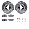7312-13020 Drilled/Slotted Brake Rotor with 3000-Series Ceramic Brake Pads Kit & Hardware [Silver], 1997-2002 Subaru, Position:  - image 1