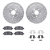 7312-13025 Drilled/Slotted Brake Rotor with 3000-Series Ceramic Brake Pads Kit & Hardware [Silver], 2000-2006 Subaru, Position:  - image 1