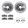 7312-13026 Drilled/Slotted Brake Rotor with 3000-Series Ceramic Brake Pads Kit & Hardware [Silver], 2005-2009 Subaru, Position:  - image 1