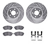 7312-13027 Drilled/Slotted Brake Rotor with 3000-Series Ceramic Brake Pads Kit & Hardware [Silver], 2002-2010 GM, Position: Fron - image 1