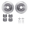 7312-13032 Drilled/Slotted Brake Rotor with 3000-Series Ceramic Brake Pads Kit & Hardware [Silver], 2008-2020 Subaru, Position:  - image 1