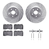 7312-13035 Drilled/Slotted Brake Rotor with 3000-Series Ceramic Brake Pads Kit & Hardware [Silver], 2005-2020 Subaru, Position:  - image 1