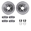 7312-13036 Drilled/Slotted Brake Rotor with 3000-Series Ceramic Brake Pads Kit & Hardware [Silver], 2003-2008 GM, Position: Rear - image 1