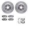 7312-13038 Drilled/Slotted Brake Rotor with 3000-Series Ceramic Brake Pads Kit & Hardware [Silver], 2006-2021 Subaru, Position: 