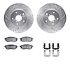 7312-13039 Drilled/Slotted Brake Rotor with 3000-Series Ceramic Brake Pads Kit & Hardware [Silver], 2015-2015 Subaru, Position:  - image 1