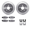 7312-13040 Drilled/Slotted Brake Rotor with 3000-Series Ceramic Brake Pads Kit & Hardware [Silver], 2005-2009 Subaru, Position:  - image 1