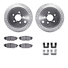 7312-13041 Drilled/Slotted Brake Rotor with 3000-Series Ceramic Brake Pads Kit & Hardware [Silver], 2008-2015 Subaru, Position:  - image 1