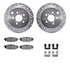 7312-13043 Drilled/Slotted Brake Rotor with 3000-Series Ceramic Brake Pads Kit & Hardware [Silver], Fits Select Subaru, Position - image 1