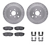 7312-13044 Drilled/Slotted Brake Rotor with 3000-Series Ceramic Brake Pads Kit & Hardware [Silver], Fits Select Multiple Makes/M - image 1