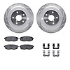 7312-13046 Drilled/Slotted Brake Rotor with 3000-Series Ceramic Brake Pads Kit & Hardware [Silver], 2006-2014 Subaru, Position:  - image 1
