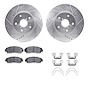 7312-13049 Drilled/Slotted Brake Rotor with 3000-Series Ceramic Brake Pads Kit & Hardware [Silver], 2016-2019 Subaru, Position:  - image 1