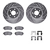 7312-13050 Drilled/Slotted Brake Rotor with 3000-Series Ceramic Brake Pads Kit & Hardware [Silver], 2011-2016 Subaru, Position:  - image 1