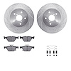 7312-13052 Drilled/Slotted Brake Rotor with 3000-Series Ceramic Brake Pads Kit & Hardware [Silver], Fits Select Subaru, Position - image 1