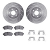 7312-13054 Drilled/Slotted Brake Rotor with 3000-Series Ceramic Brake Pads Kit & Hardware [Silver], Fits Select Subaru, Position - image 1