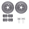 7312-13056 Drilled/Slotted Brake Rotor with 3000-Series Ceramic Brake Pads Kit & Hardware [Silver], 2018-2021 Subaru, Position:  - image 1