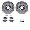 7312-16007 Drilled/Slotted Brake Rotor with 3000-Series Ceramic Brake Pads Kit & Hardware [Silver], 2017-2021 Alfa Romeo, Positi - image 1